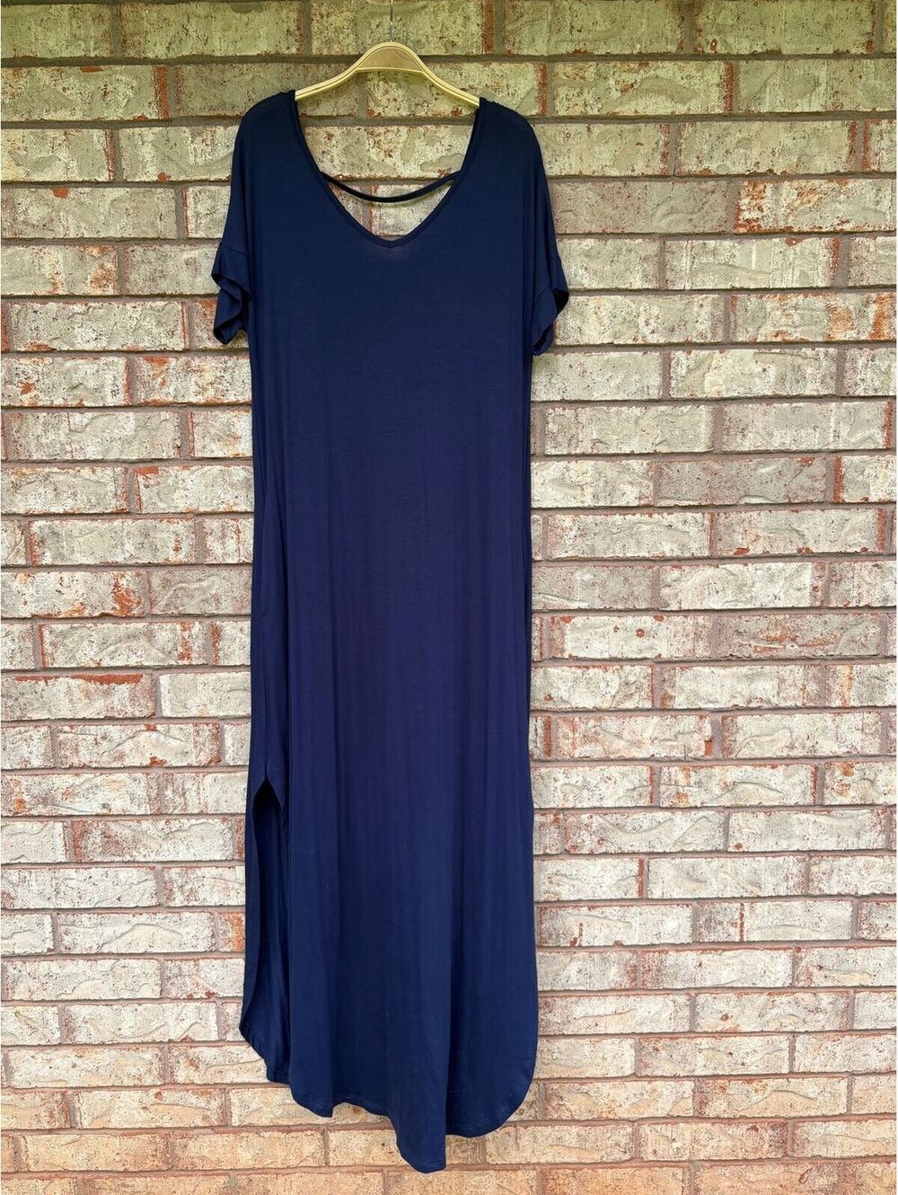 NWT Navy Blue Maxi Skirt With Pockets & Slits Size M